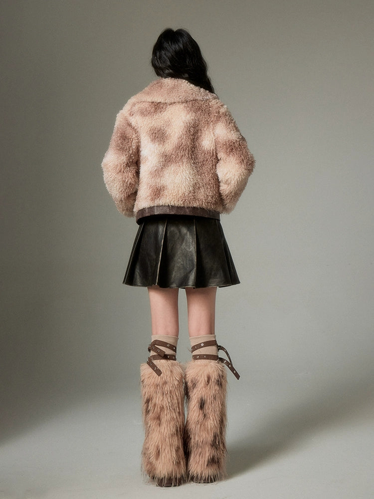 Smudged Color Fur Short Coat