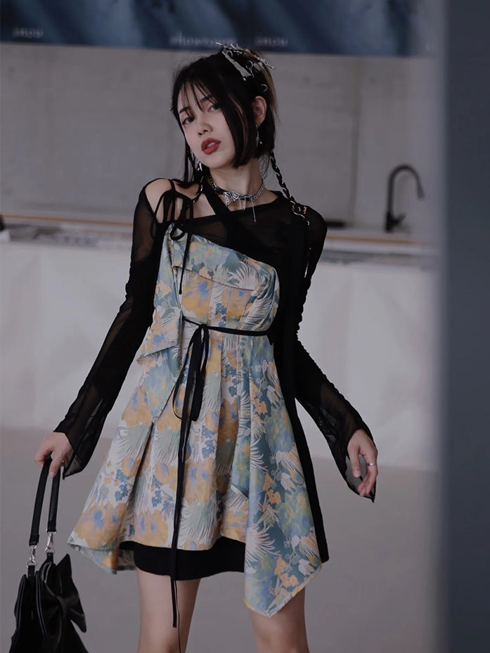 Fake Two-piece Suspender Dress