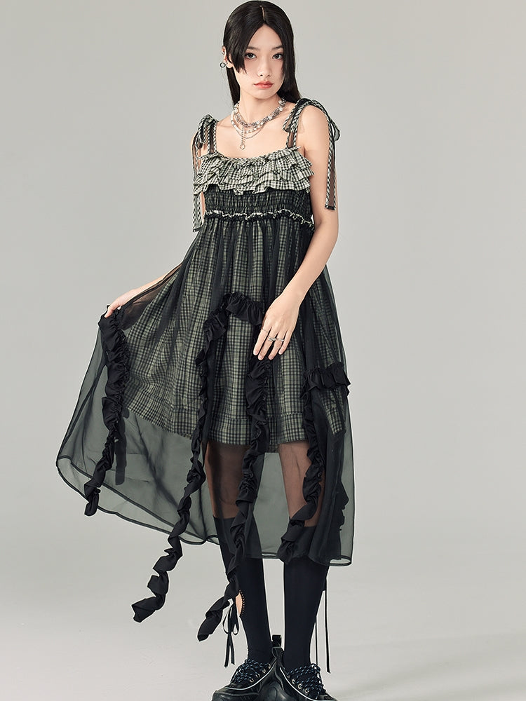 Multi-layer Ruffled Suspender Skirt