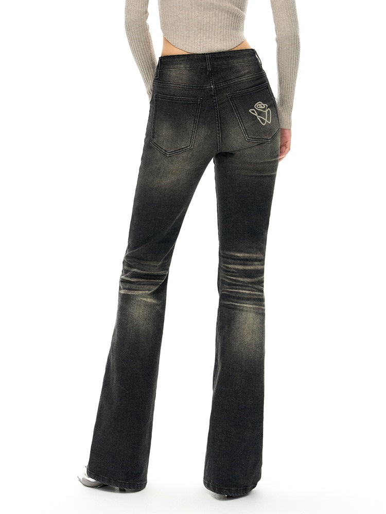 Washed Slimming Stretch Straight Jeans