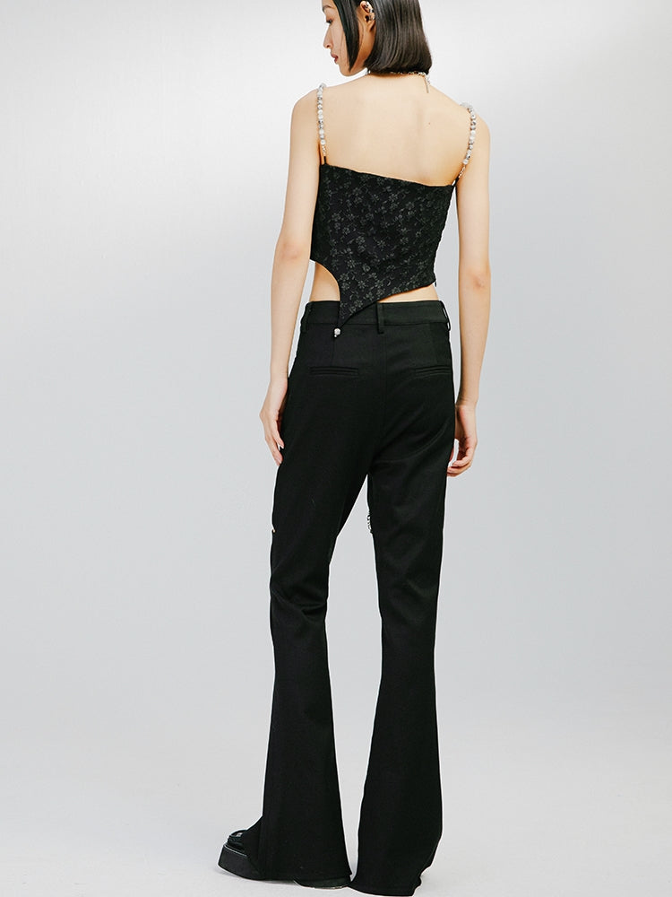 Hollow Micro-Flare Pants