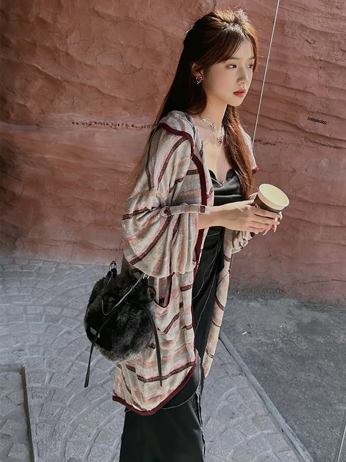 Loose Border Long Cardigan