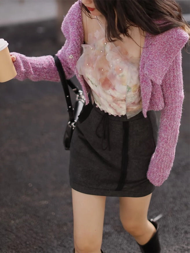 Large Lapel Thick Wool Knit Cardigan