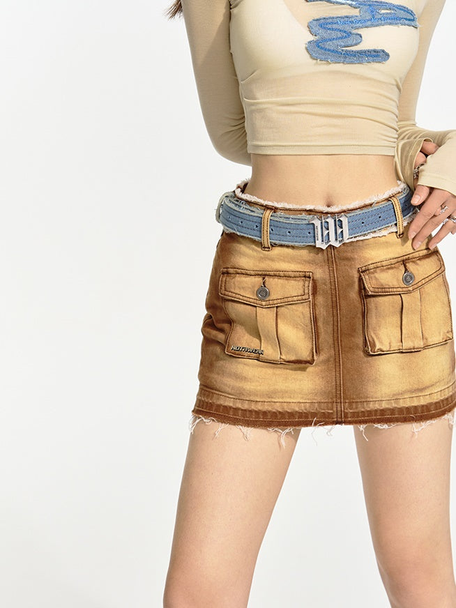 Stretch Denim Skirt Pants