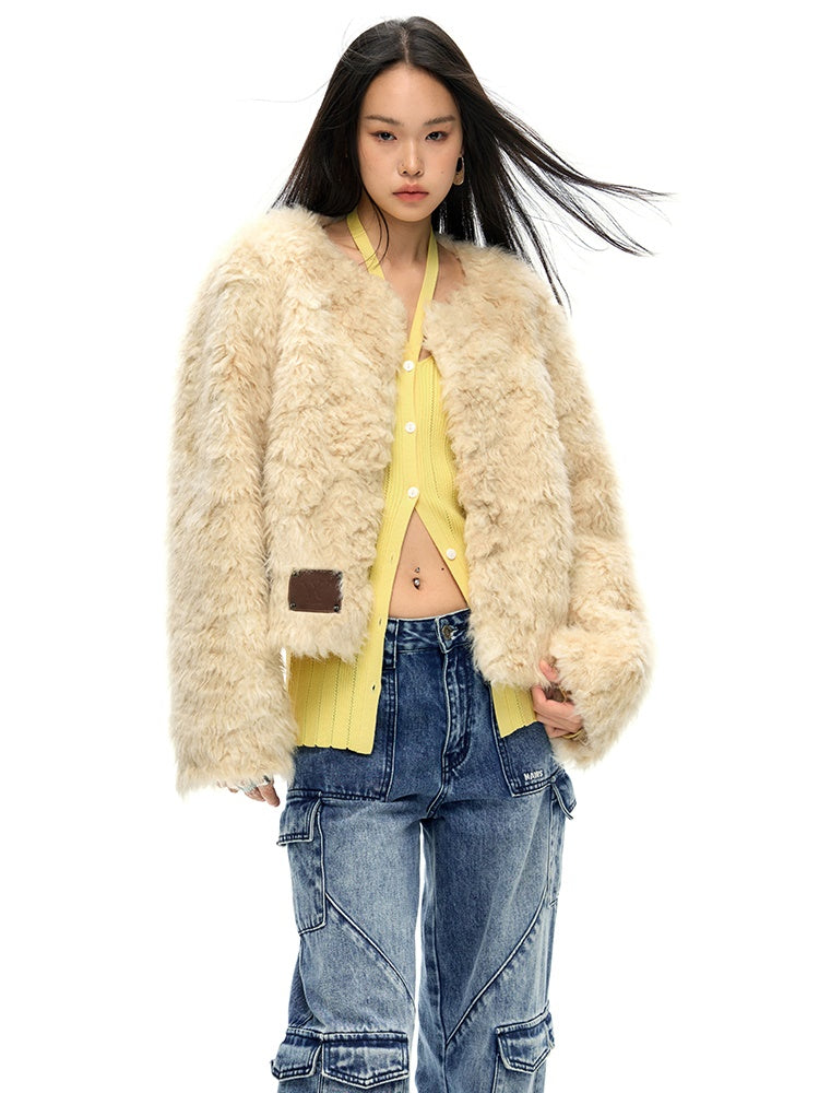 Curl Round Neck Fur Jacket