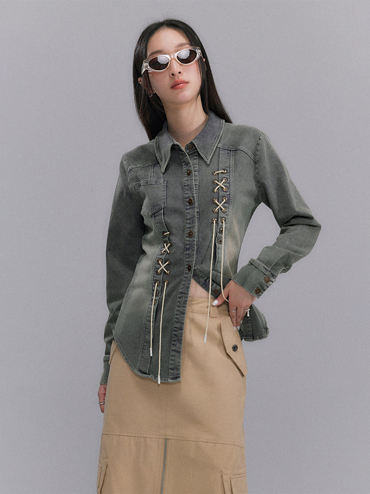 Slim Lace-up Cowgirl Shirt