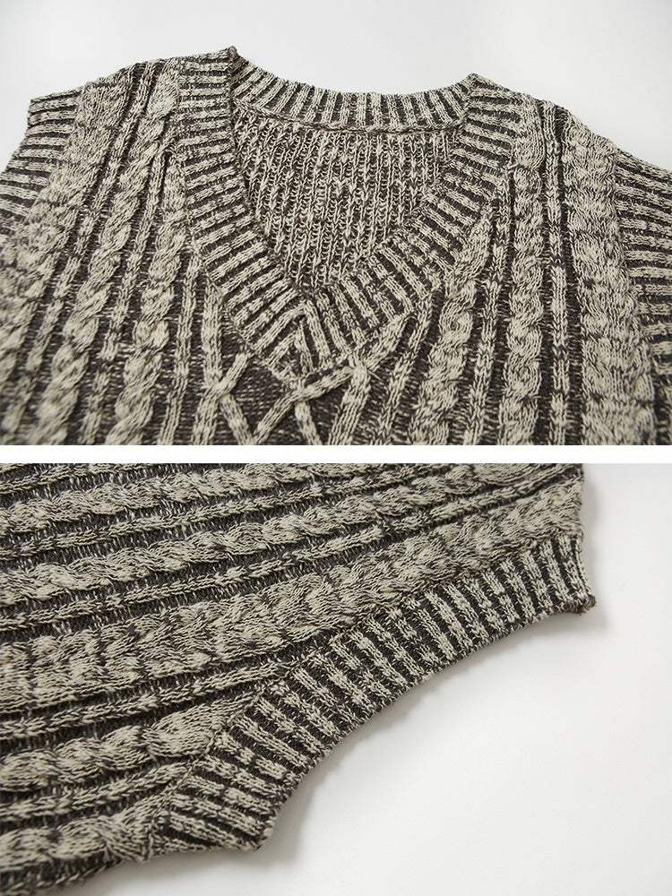 Cable V-neck Knitted Vest