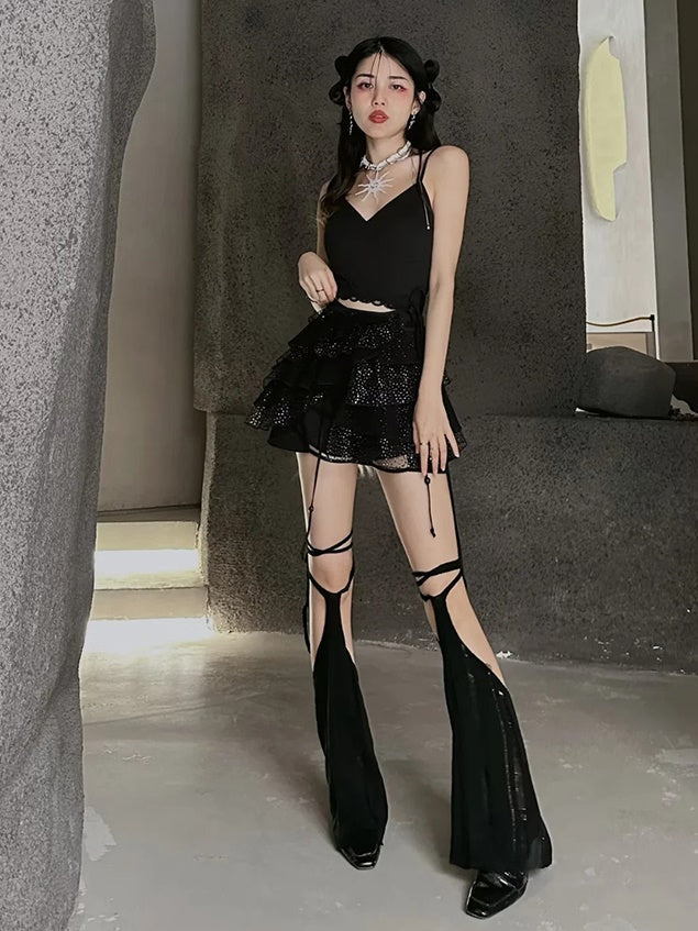 Bunny Length T-Shirt ＆ Black Lace Set-up