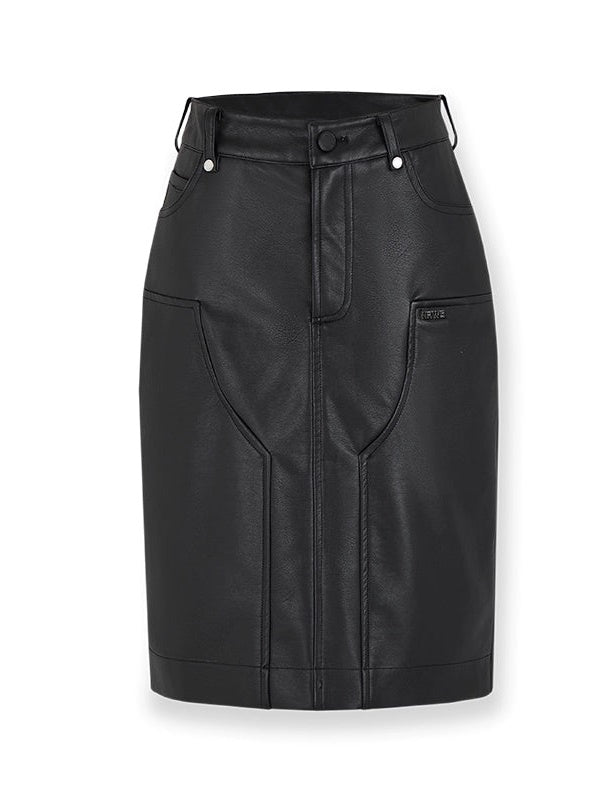 Stretch Matte Leather Skirt