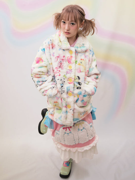 Printed Plush Warm Jacket