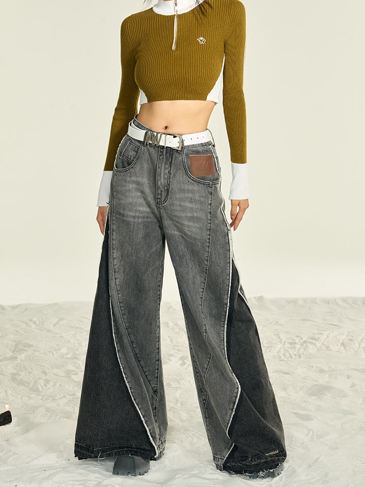 Denim Straight-leg Wide-leg Pants