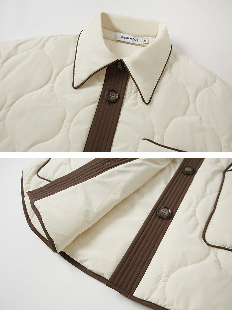 Contrast Color Edge Quilted Shirt Jacket