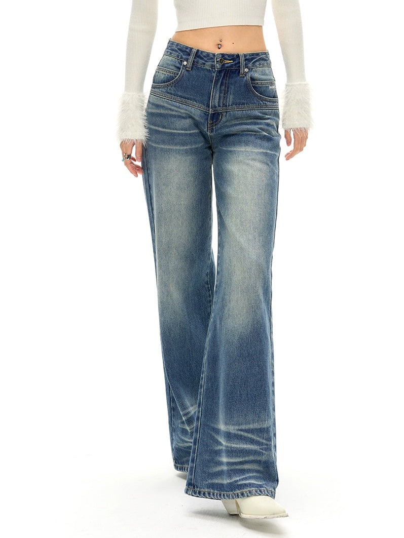 Classic Fit Straight Whiskers Jeans