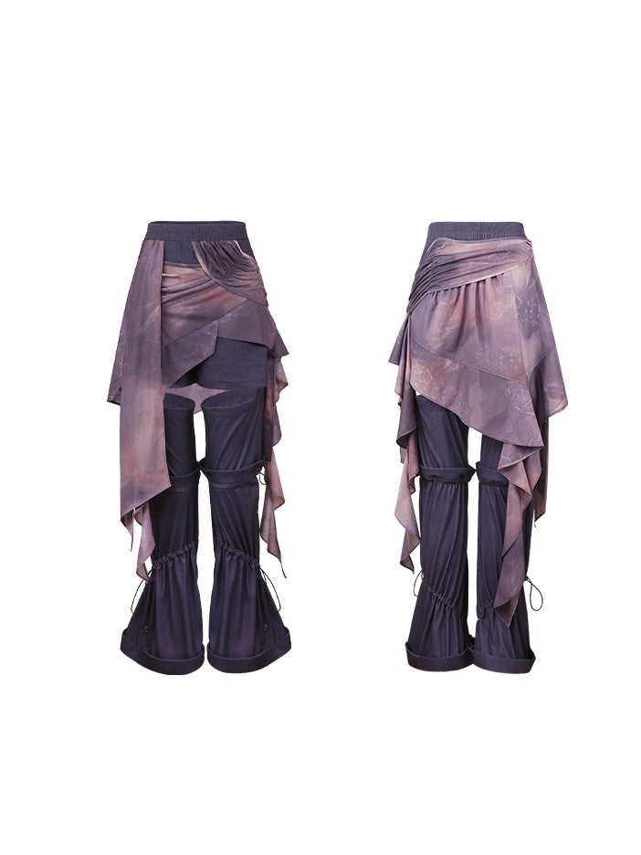 Print Skirt Pants With Detachable Legs