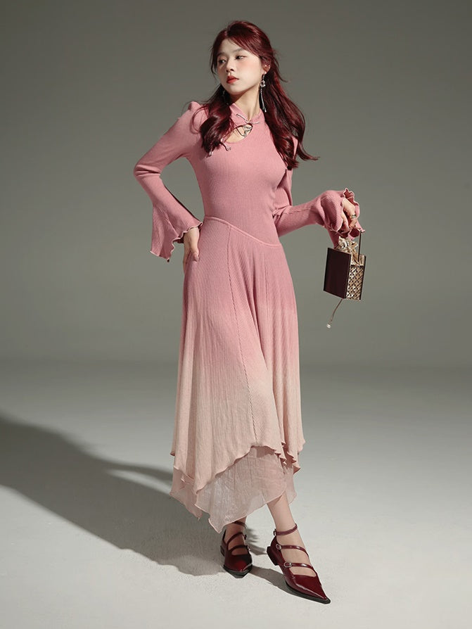 Chinese Style Gradient Knitted Dress