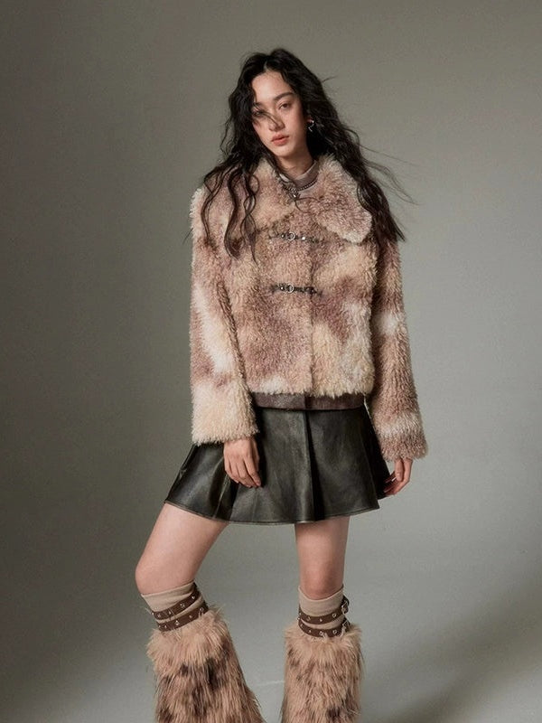 Marble Color Short Fur Jacket