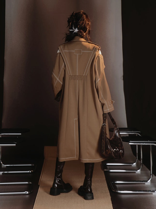 Fake Two-piece Lapel Long Coat