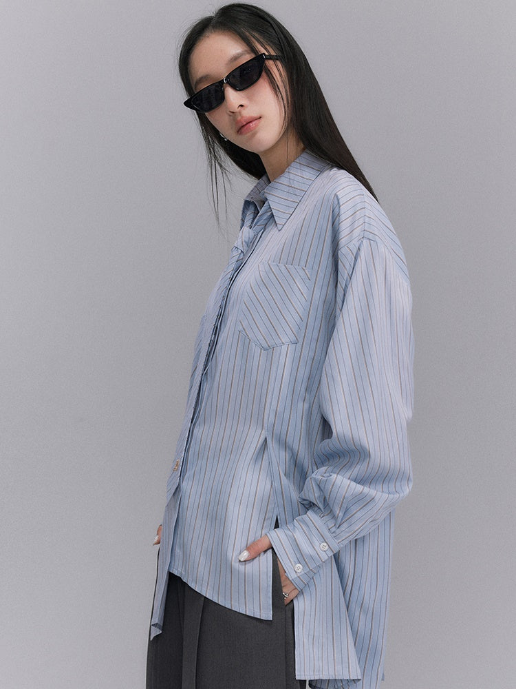 Striped Tie Loose Shirt