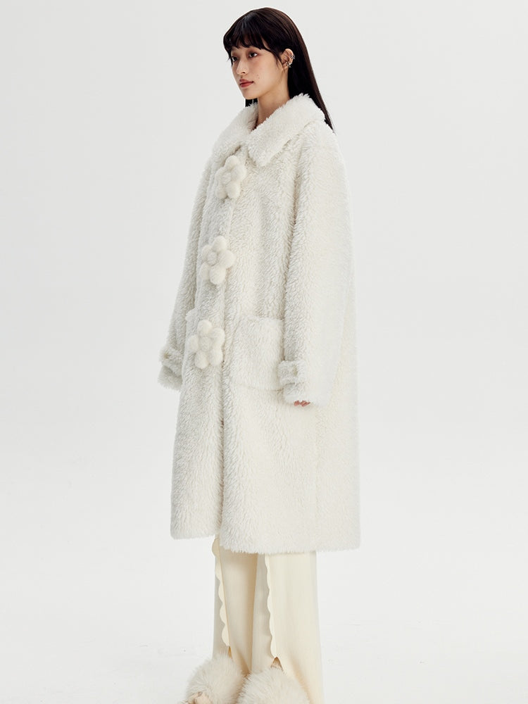 Three-dimensional Flower Fake Fur Coat