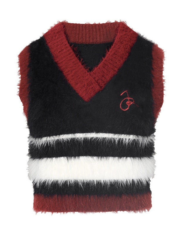 Contrasting Color Wool Vest