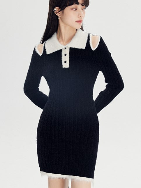 Black High-waist Knitted Dress