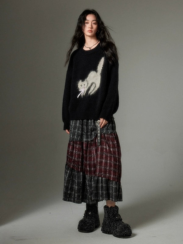 Wasteland Style Stitching Plaid Skirt