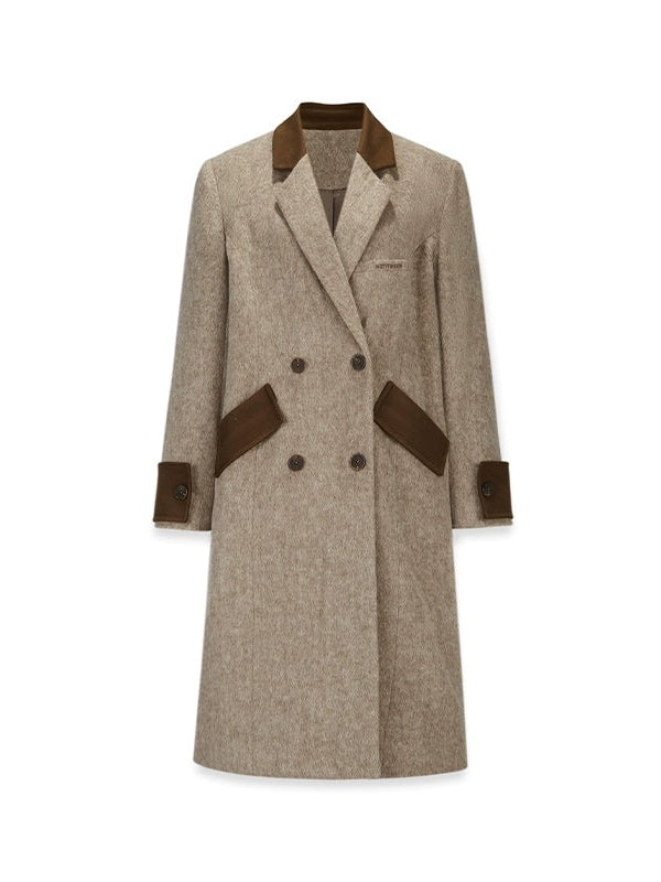 Retro Spliced Long Chester Coat