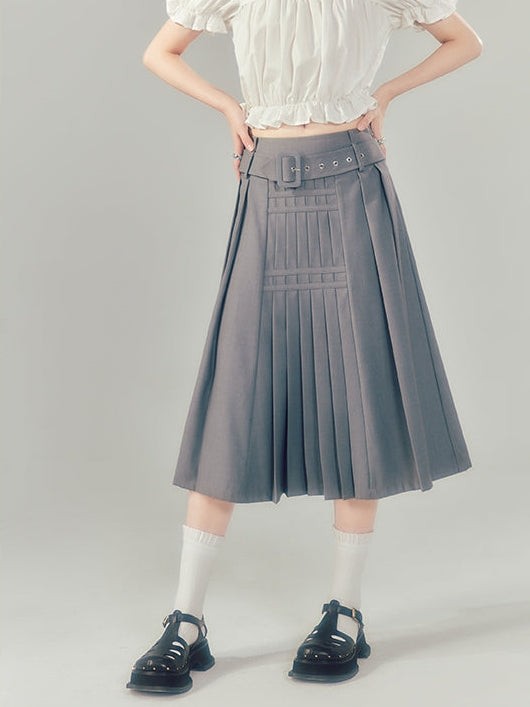 Irregular High Waist Pleated Long Skirt