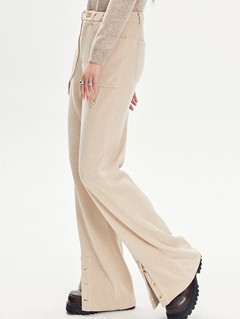 Ankle Slit Corduroy Trousers