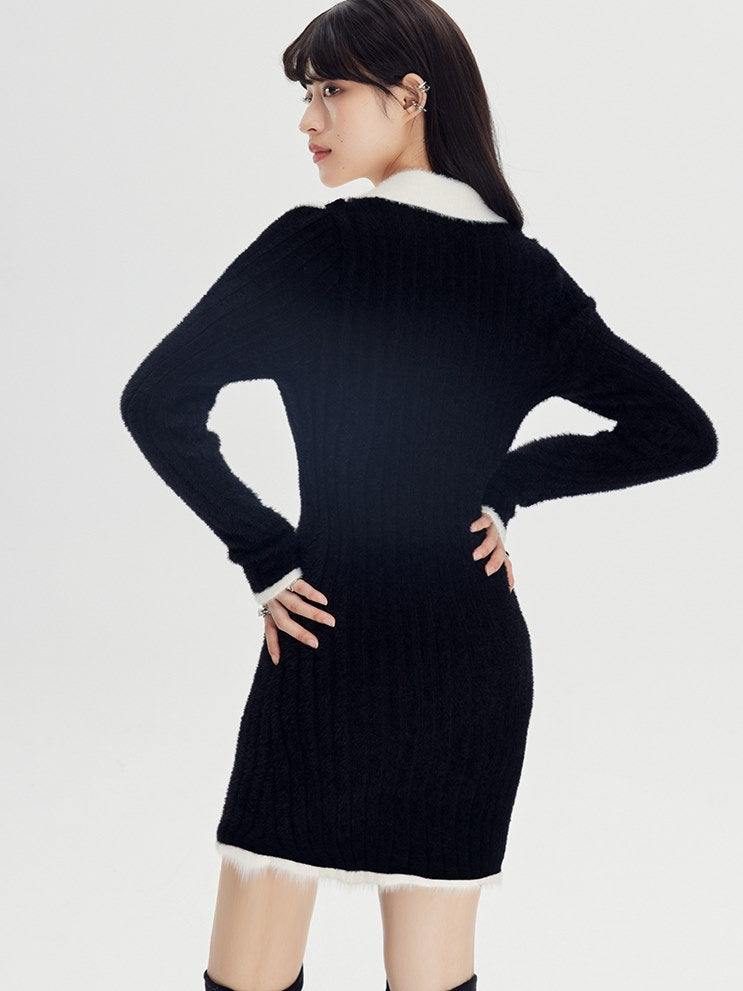 Black High-waist Knitted Dress