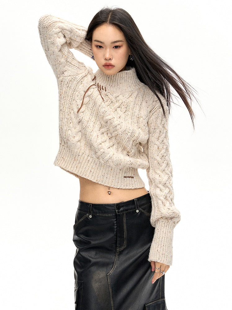 Half Turtleneck Hollow Twist Sweater