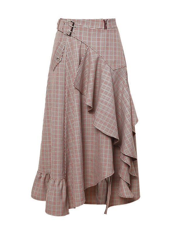 Suspender Top & Plaid Frill Skirt