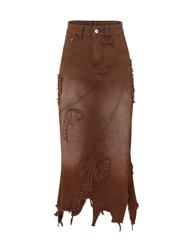 Butterfly Embroidered Jeans & Denim Skirt