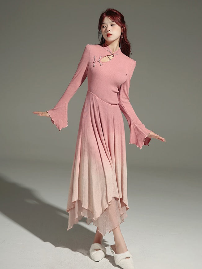 Chinese Style Gradient Knitted Dress