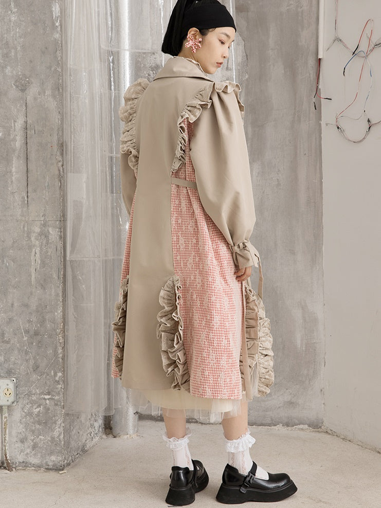 Lace Frill Mid-length Trench Coat