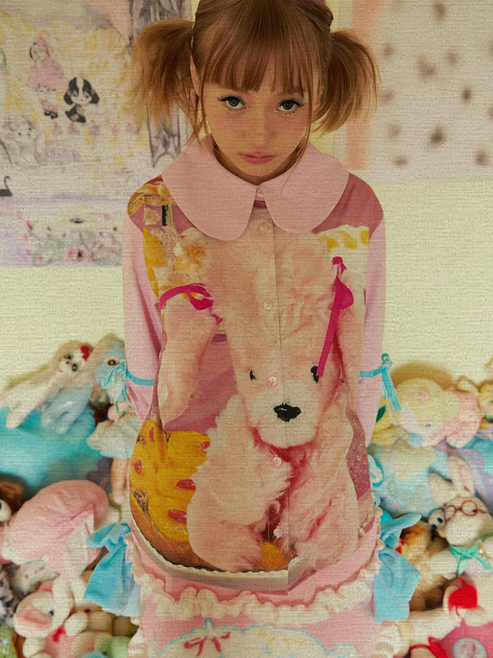 Printed Doll Collar Shirt