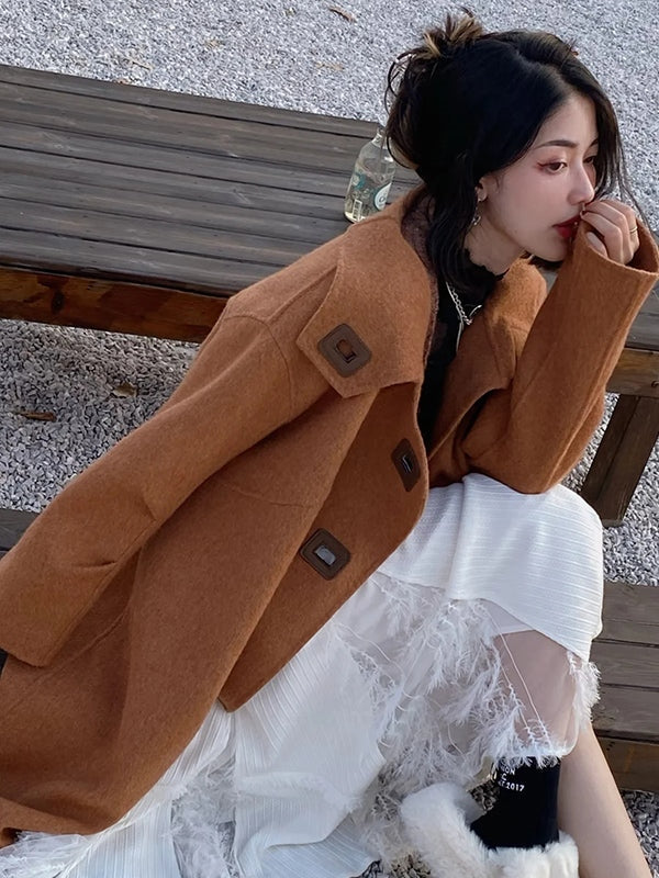 Double-sided Leather Buckle Coat