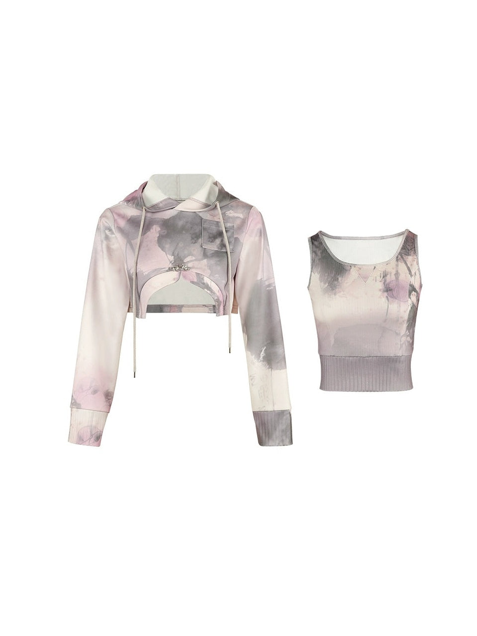 Splash Ink Printed Sweat Shirt Set-up & Culottes