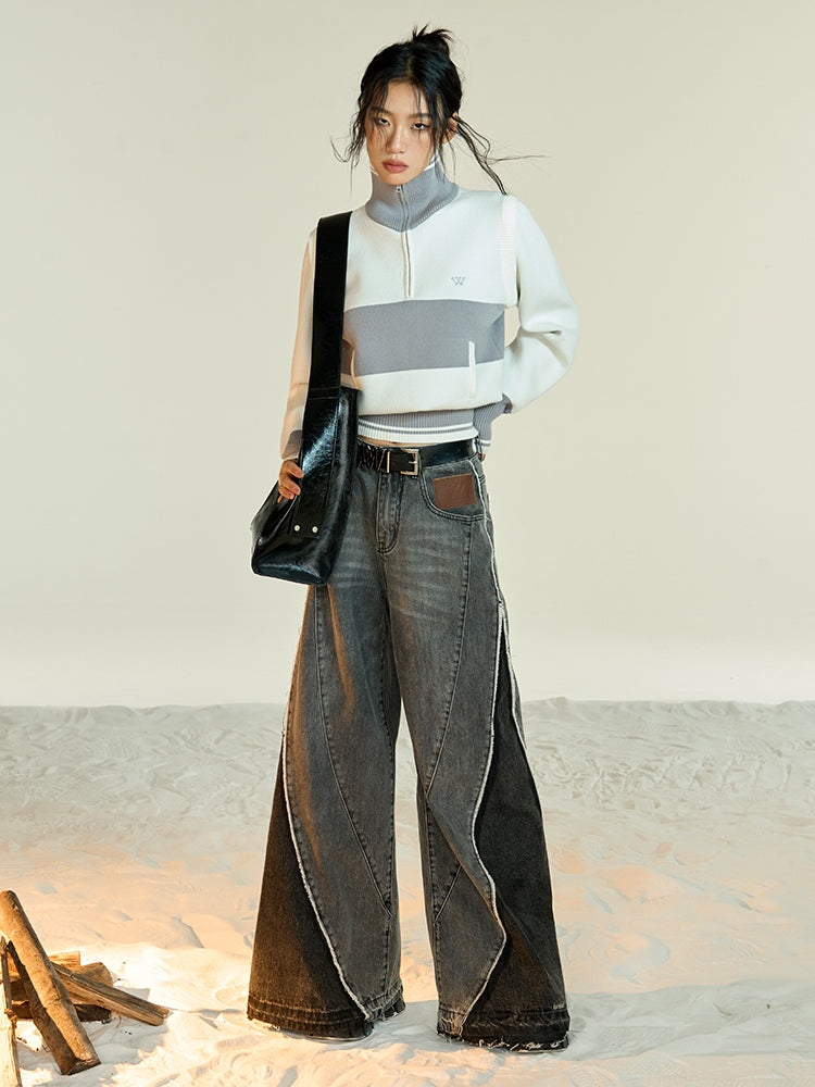 Denim Straight-leg Wide-leg Pants