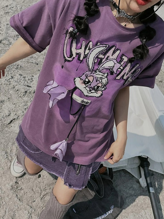 Printed Embroidered Rabbit T-shirt