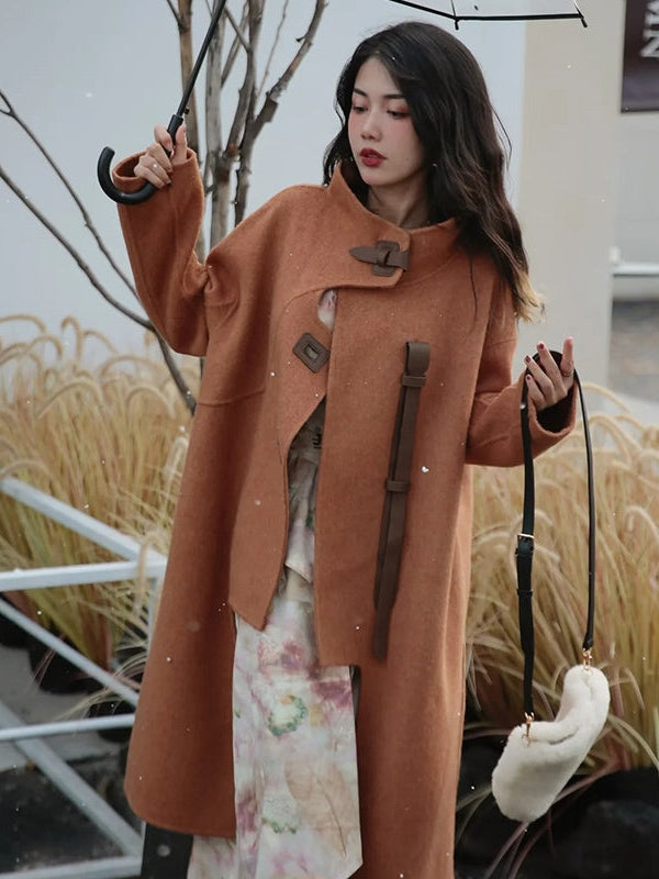 Double-sided Leather Buckle Coat