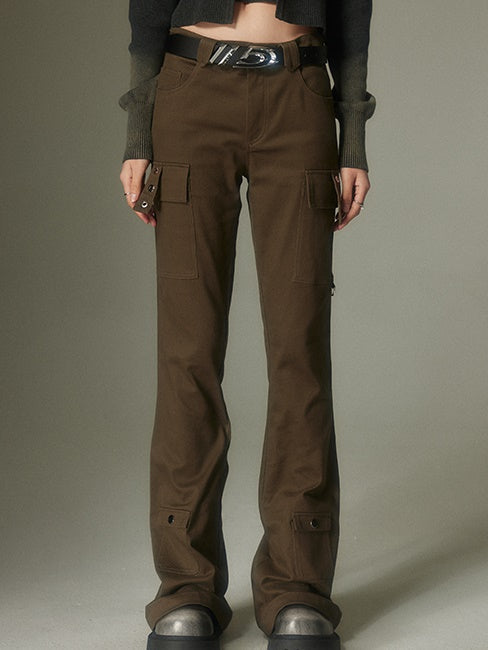 Flap Pocket Design Micro-flared Pants