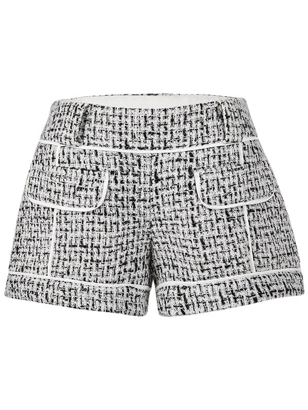 Tweed Low Rise Shorts Hot Pants