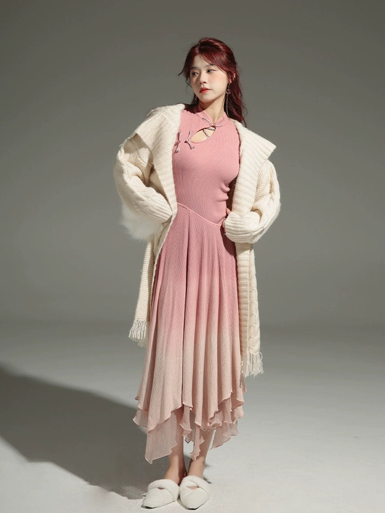 Chinese Style Gradient Knitted Dress