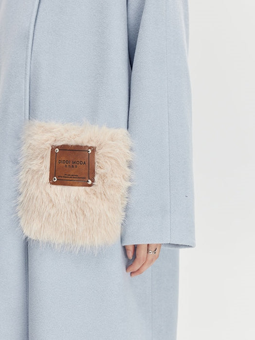 Fluffy Contrasting Pocket Coat