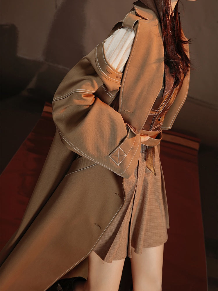 Fake Two-piece Lapel Long Coat