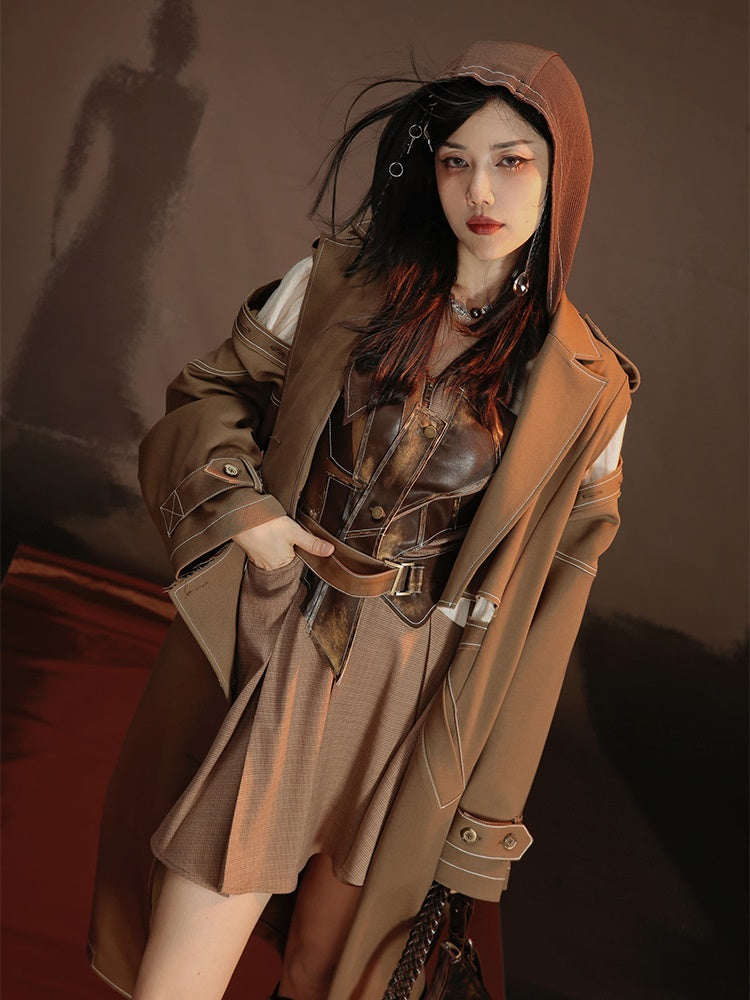 Fake Two-piece Lapel Long Coat