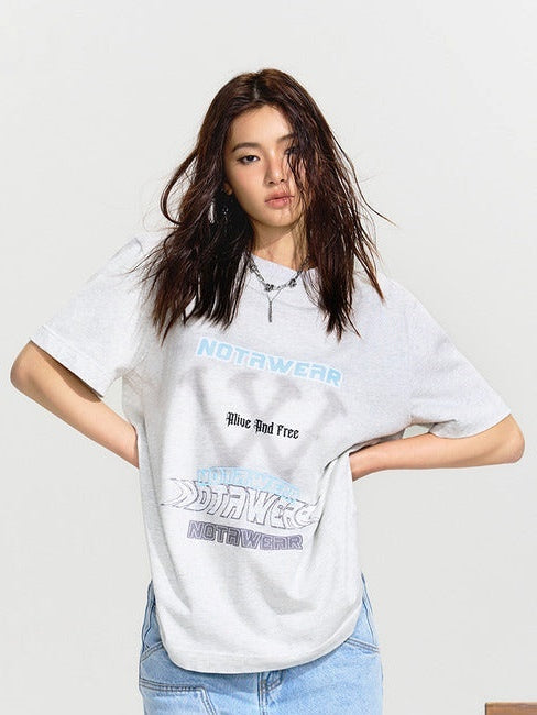 Graffiti Printing Loose Short-sleeved T-shirt