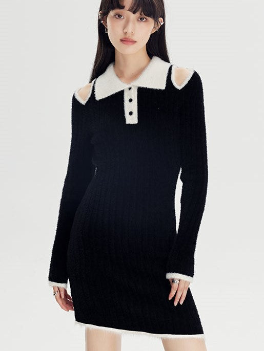 Black High-waist Knitted Dress