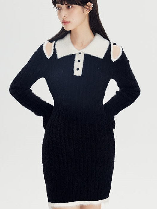 Black High-waist Knitted Dress